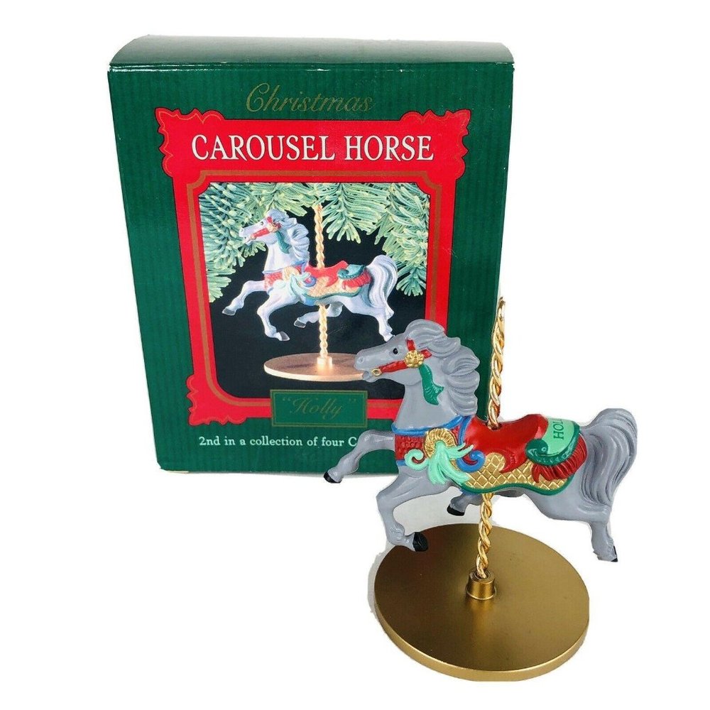 1989 Hallmark Carousel Horse HOLLY Christmas Ornament 2nd in a Collection of 4